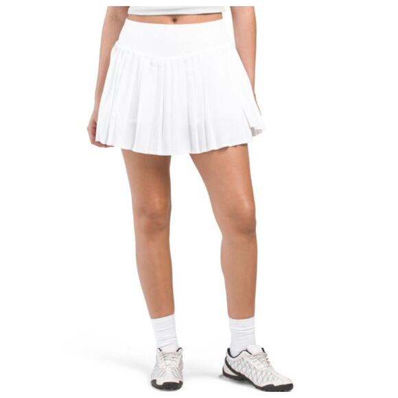 Laura Ashley Women's White High Rise Pleated Skort Sz L Tennis Golf Pickleball - Picture 1 of 7